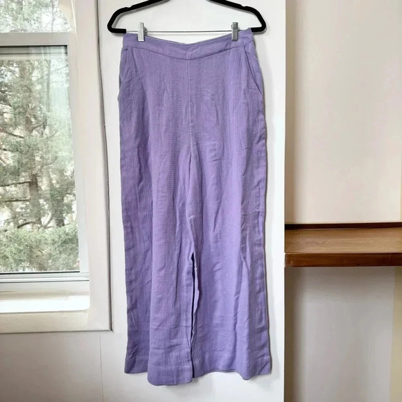 New Free People Banita Set Two Piece Pants Top Linen Blend Lavender Purple XS - Picture 9 of 15